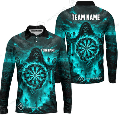 Long Sleeve Polo Shirt||Turquoise