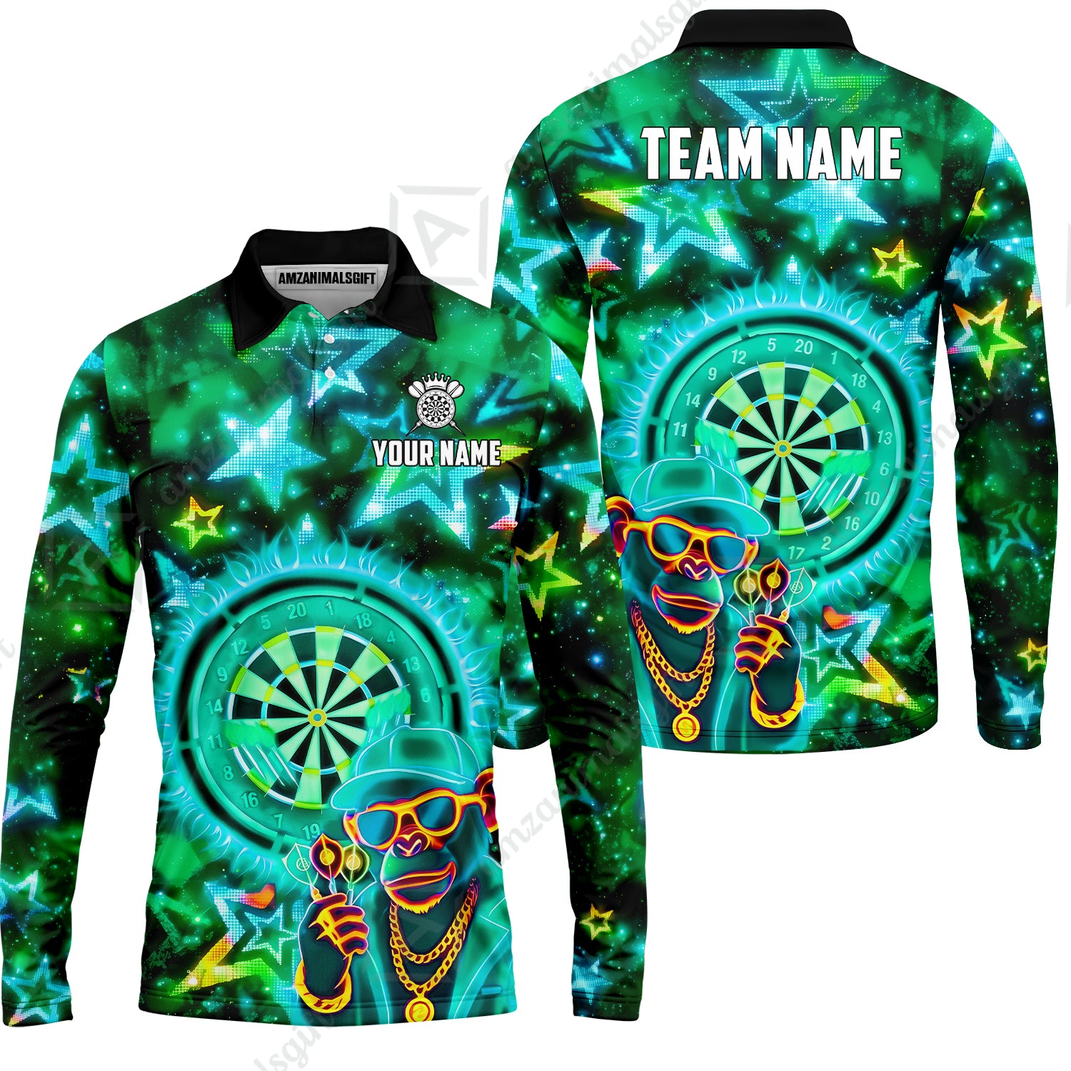 Long Sleeve Polo Shirt||Turquoise