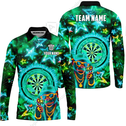 Long Sleeve Polo Shirt||Turquoise