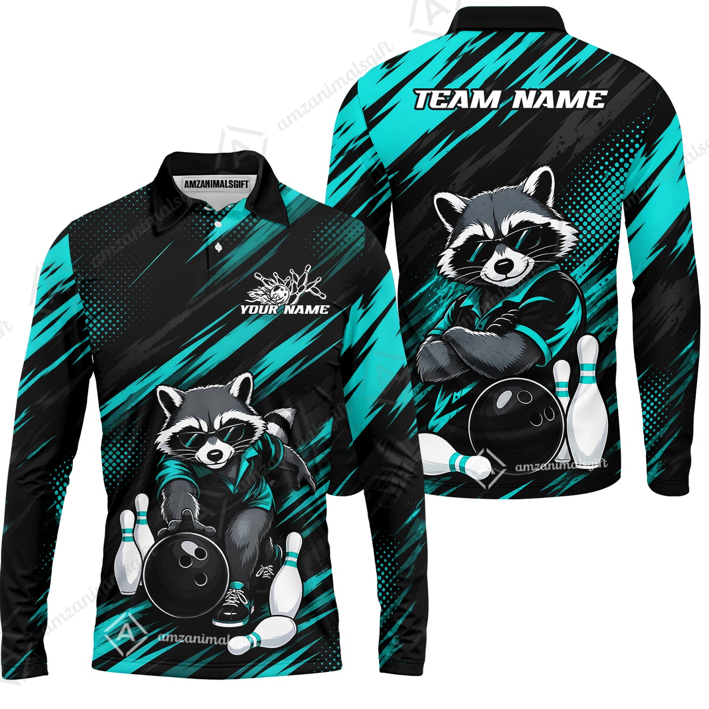 Long Sleeve Polo Shirt||Turquoise