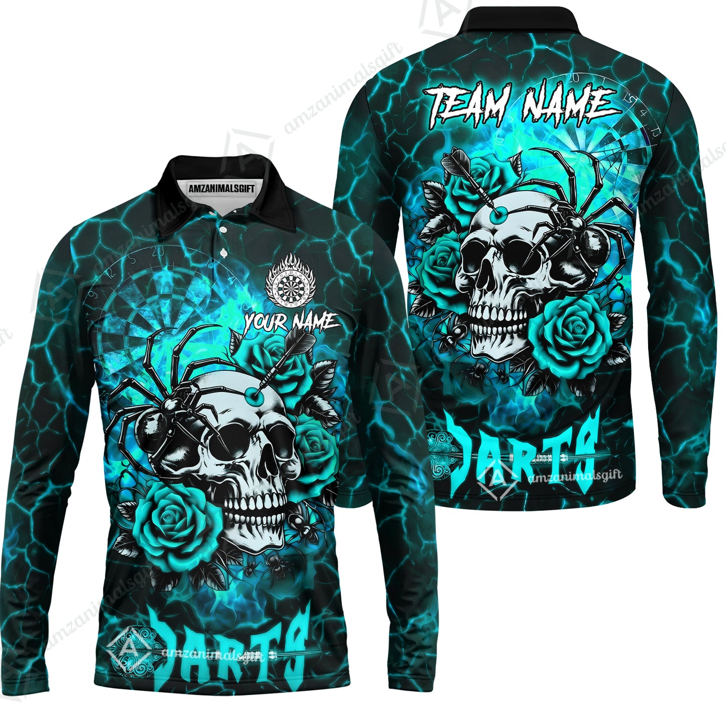 Long Sleeve Polo Shirt||Turquoise