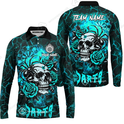 Long Sleeve Polo Shirt||Turquoise