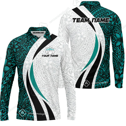 Long Sleeve Polo Shirt||Turquoise