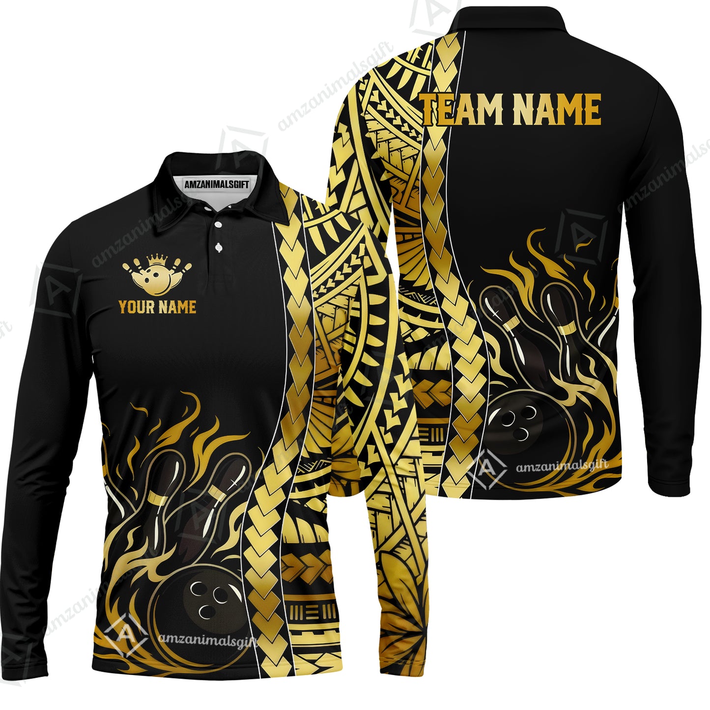 Long Sleeve Polo Shirt||Yellow