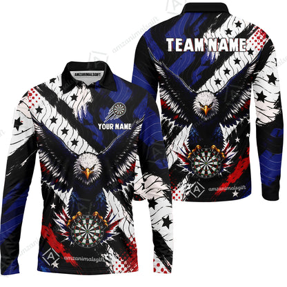 Custom Dart Jersey Team Shirt For Players, American Flag and Eagle Hold Board, Personalize Name and Team Name