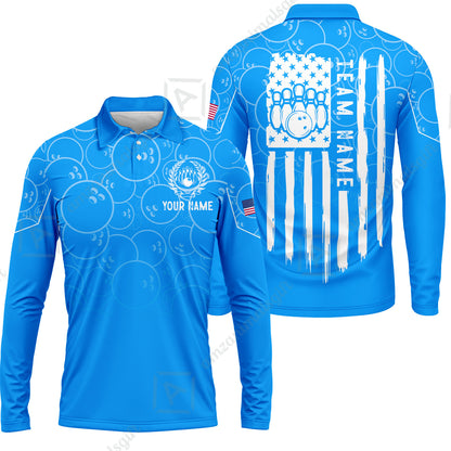 Custom Bowling Jersey Polo Shirt, Vibrant Kelly Ball Pattern Flag, Custom Bowling Jersey Team Shirt For Players With Name and Team Name