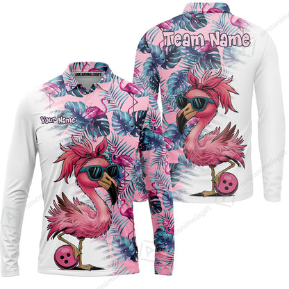 Custom Bowling Jersey Polo Shirt, Tropical Palm Leaves Bowling, Custom Bowling Jersey Team Shirt For Players With Name & Team Name