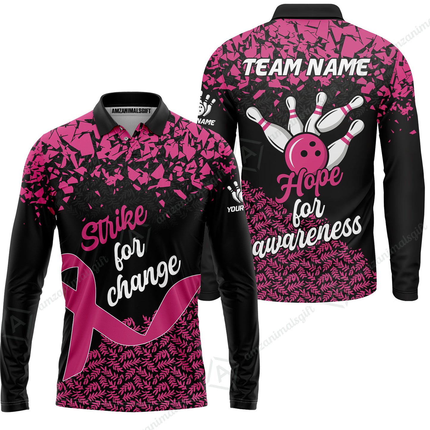 Custom Bowling Jersey Uniform Shirt, Bowling Strike For Change Team Shirt For Players With Name & Team Name