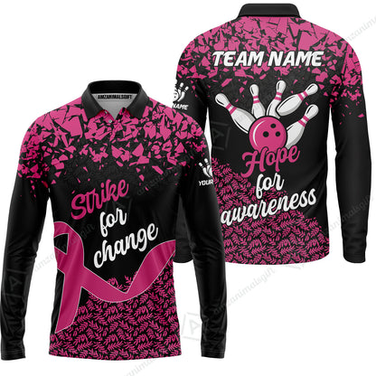 Custom Bowling Jersey Uniform Shirt, Bowling Strike For Change Team Shirt For Players With Name & Team Name