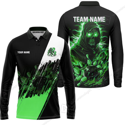 Custom Bowling Jersey Polo Shirt, Glow Reaper Bowling Custom Bowling Jersey Team Shirt For Players With Name & Team Name
