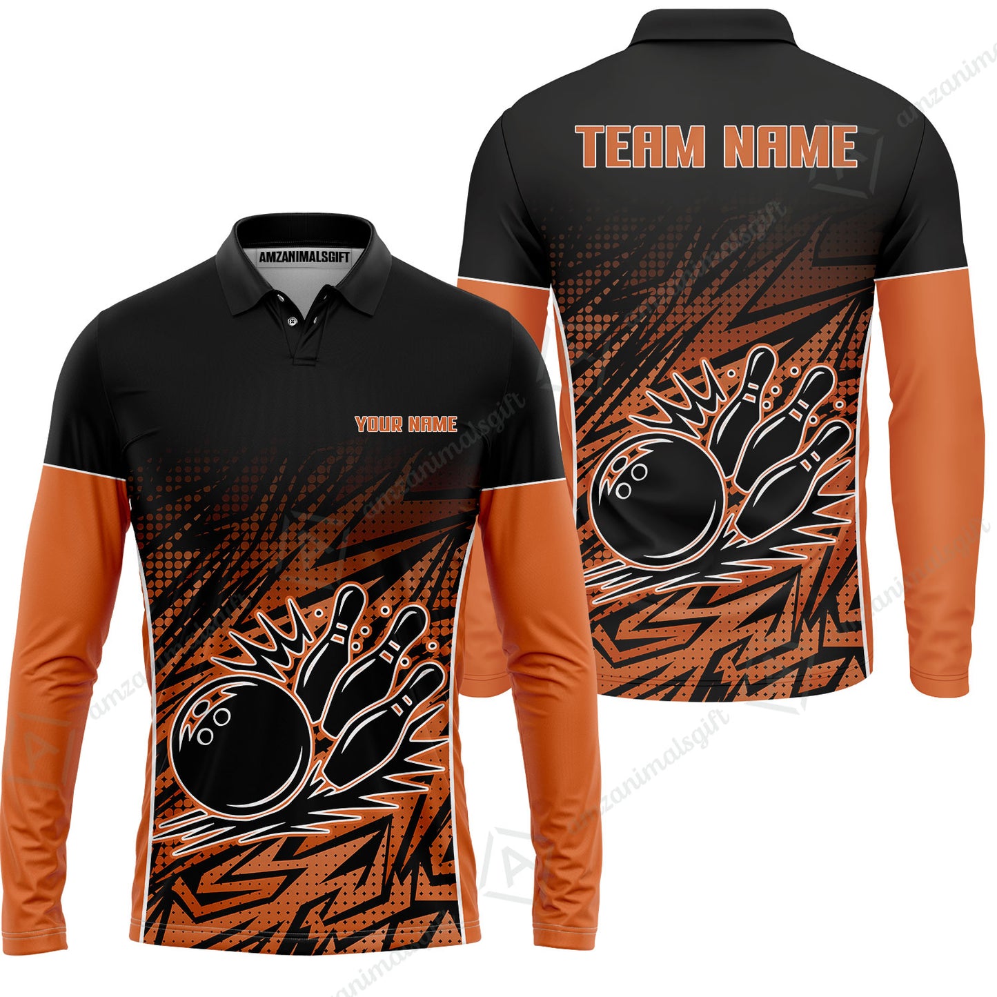 Customized Bowling Unisex Polo Shirt, Abstract Sameless Pattern Color Bowling Uniforms, Personalized Name And Team Name