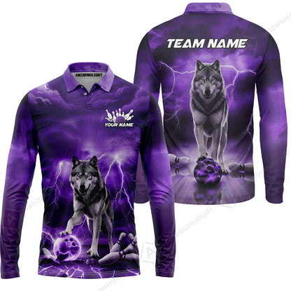 Custom Bowling Jersey Polo Shirt, Electric Wolf Bowling Custom Bowling Jersey Team Shirt For Players With Name & Team Name