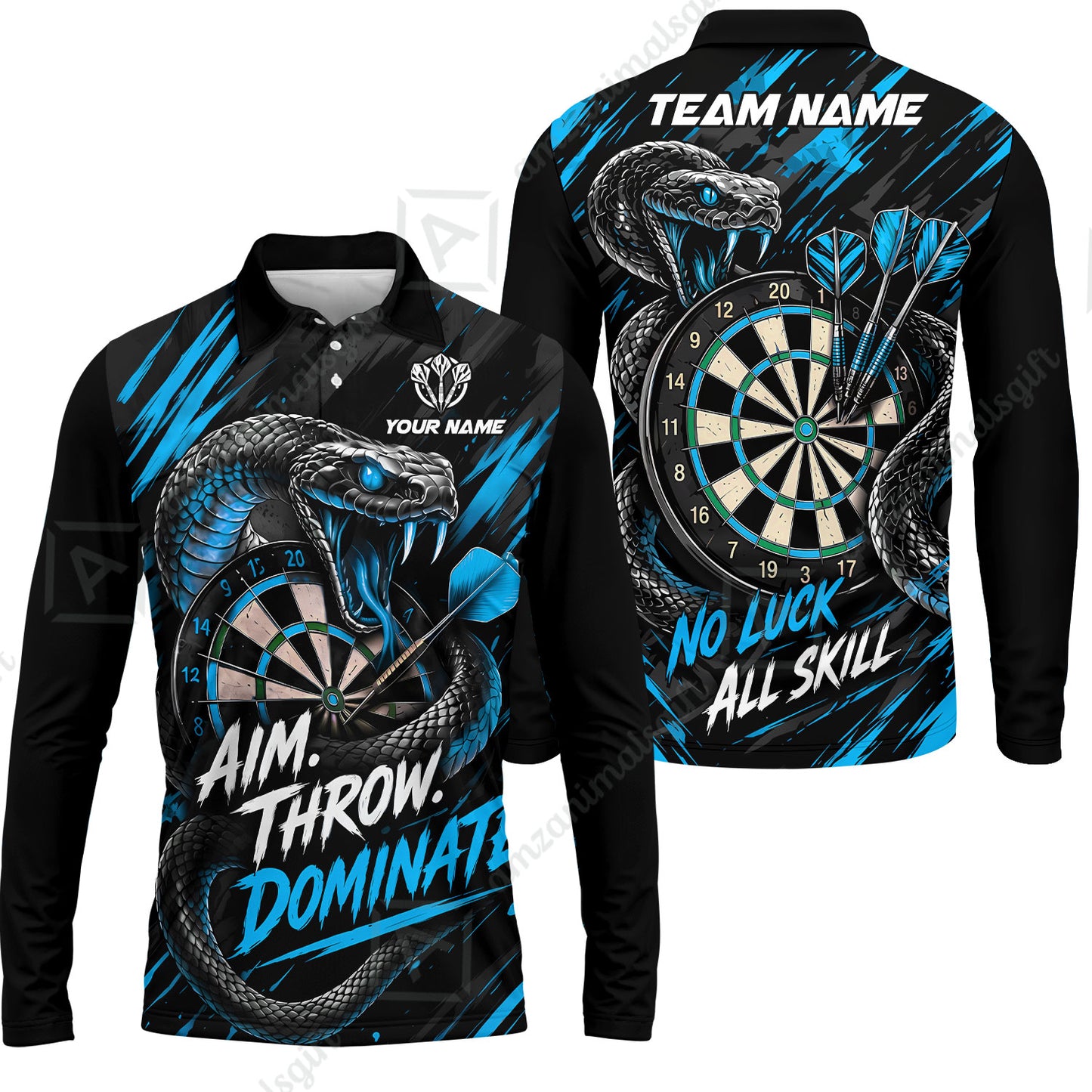Customized Darts Team Jersey, Personalized Snake Darts Abstract Background Polo Shirt For Players With Name & Team Name
