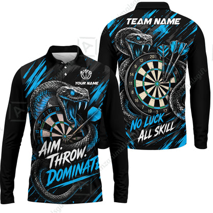Customized Darts Team Jersey, Personalized Snake Darts Abstract Background Polo Shirt For Players With Name & Team Name