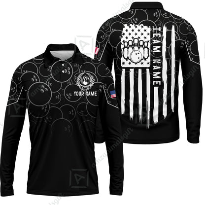 Custom Bowling Jersey Polo Shirt, Vibrant Kelly Ball Pattern Flag, Custom Bowling Jersey Team Shirt For Players With Name and Team Name