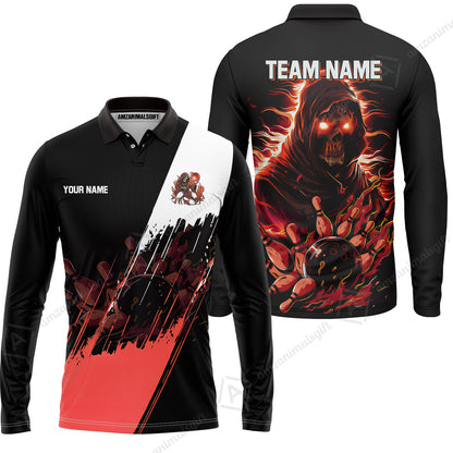 Custom Bowling Jersey Polo Shirt, Glow Reaper Bowling Custom Bowling Jersey Team Shirt For Players With Name & Team Name