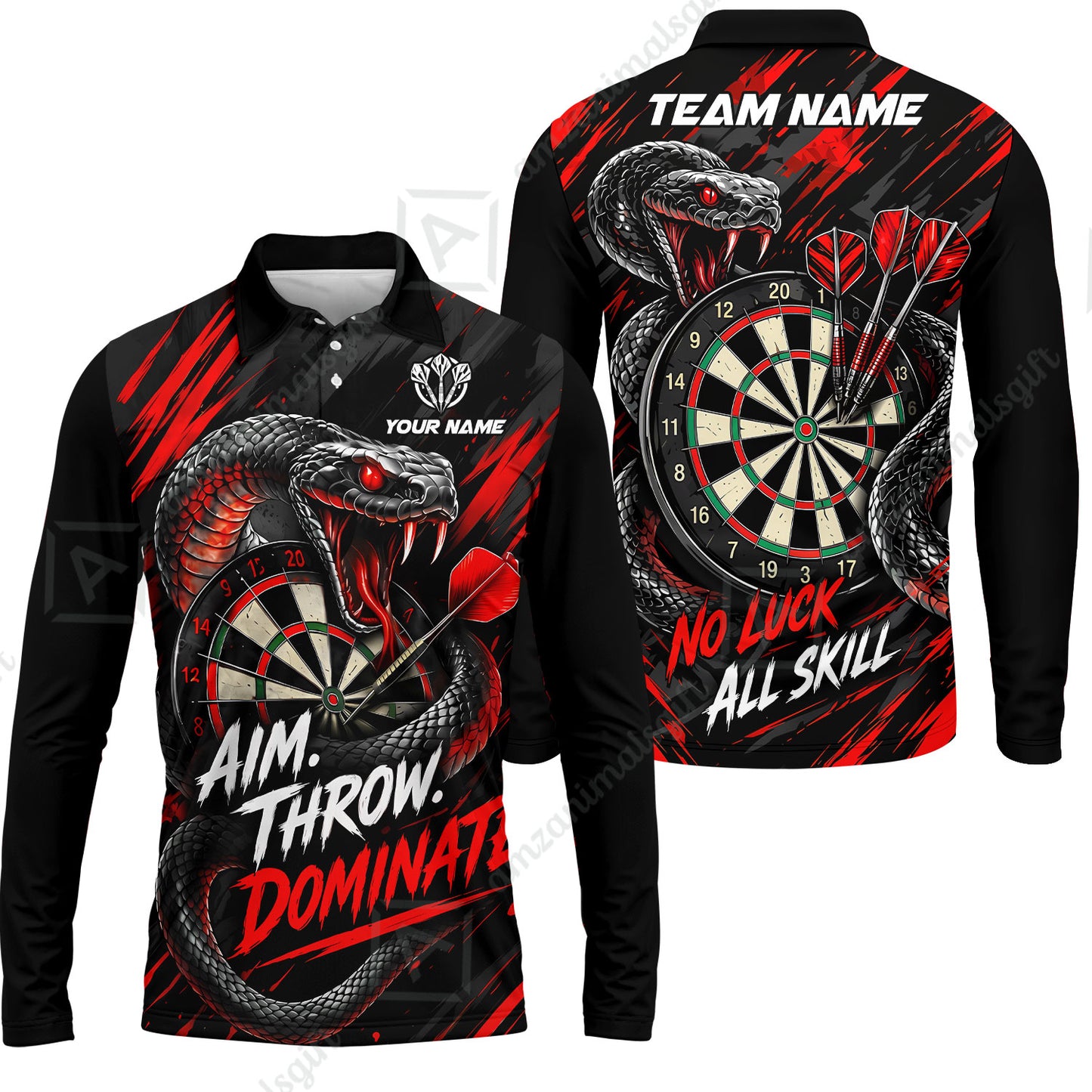 Customized Darts Team Jersey, Personalized Snake Darts Abstract Background Polo Shirt For Players With Name & Team Name