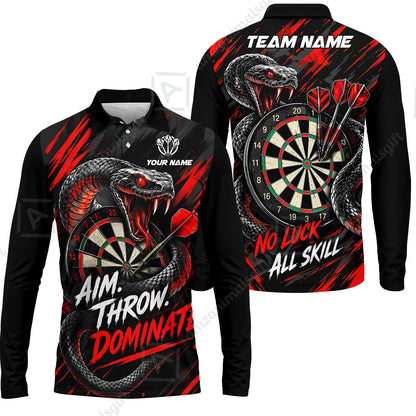 Customized Darts Team Jersey, Personalized Snake Darts Abstract Background Polo Shirt For Players With Name & Team Name