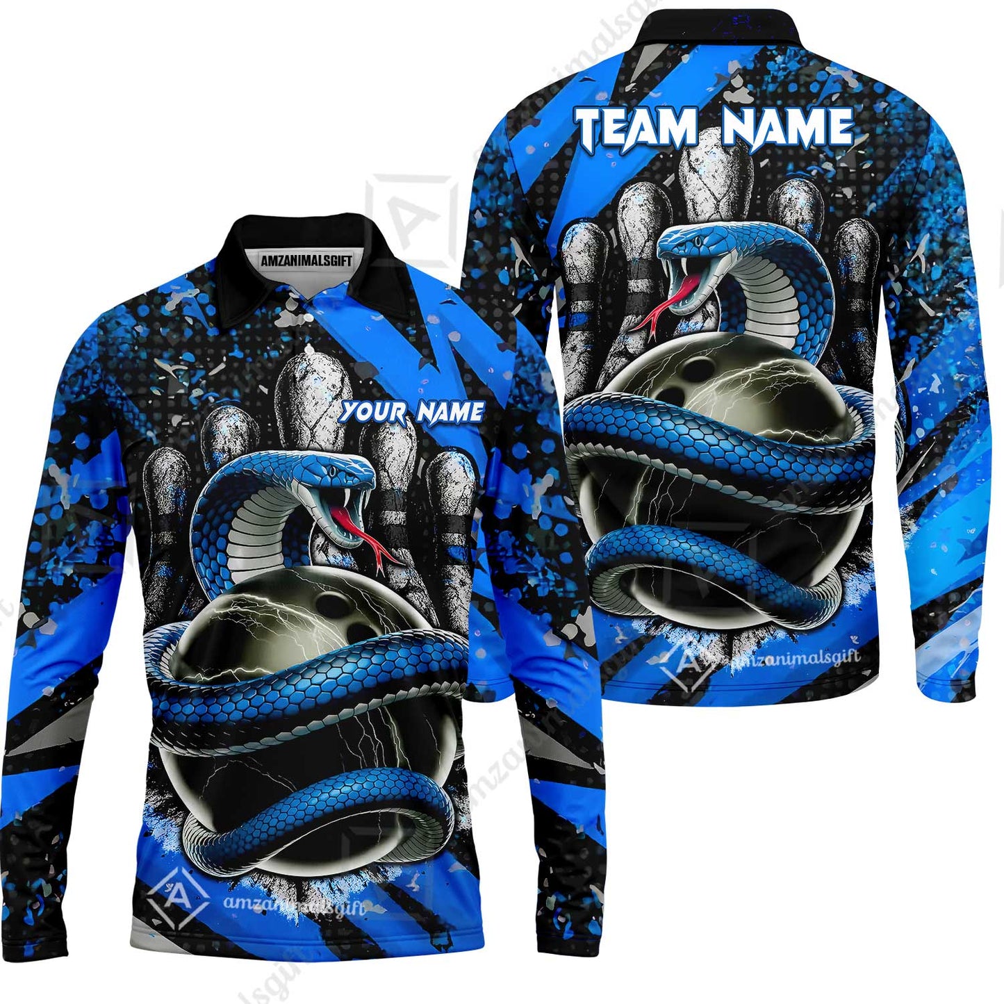 Custom Bowling Team Shirt, Bowling with King Cobra Multicolor, Bowling uniforms, King Cobra Bowling Shirt Personalized Name And Team Name