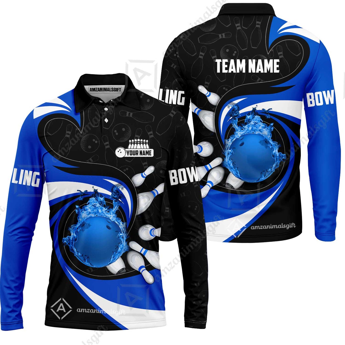 Customized Bowling Jersey Shirt, Bowling Ball And Pins Vortex Pattern Multicolor Customized Name And Team Name For Bowling Team