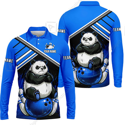 Custom Bowling Jersey Polo Shirt, Panda Mascot Bowling Custom Bowling Jersey Team Shirt For Players With Name & Team Name