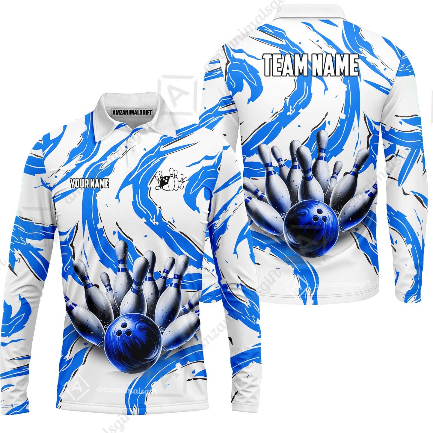 Custom Sport Bowling Team Jersey, Sport Bowling Jersey Multicolor Polo Quarter-Zip Shirts, Bowling Uniforms Jerseys, Custom Name And Team Name