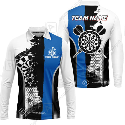 Custom Grunge Style Darts Team Jersey Polo Quarter-Zip Shirts, Custom Darts Team Jerseys Uniform, Personalized Name And Team Name