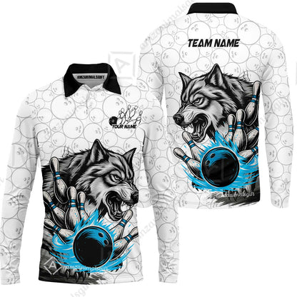 Custom Bowling Team Jersey, Wolf Strike Bowling Jersey Multicolor Polo Quarter-Zip Shirts, Custom Bowling Uniforms Jerseys