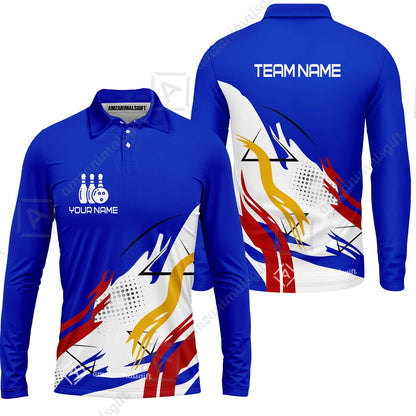 Customize Name, Team Name Bowling Jersey, Bowling Team Jersey Multicolor Polo Quarter-Zip Shirts, Custom Bowling Uniforms Jerseys