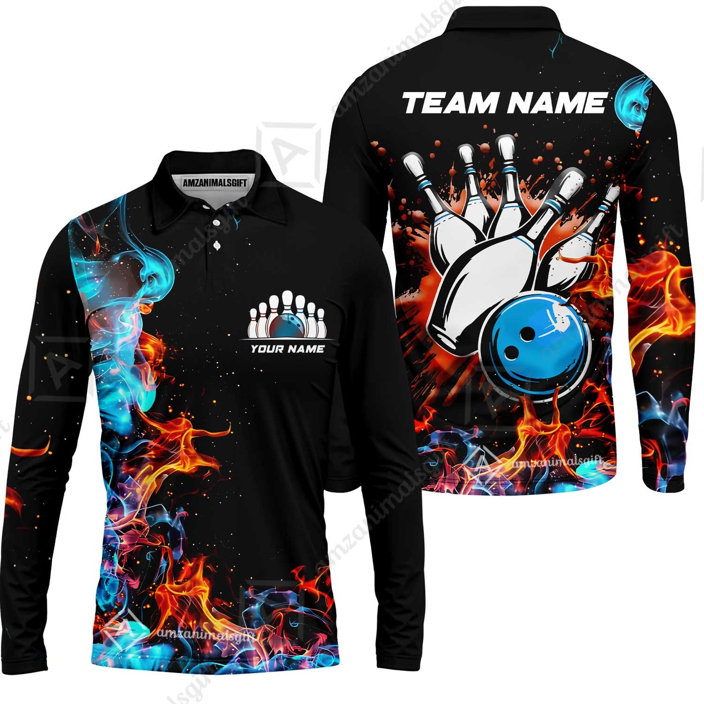 Customized Bowling Team Jersey, Bowling In Fires Multicolor Option Shirts, Custom Bowling Uniforms Jerseys For Bowlers