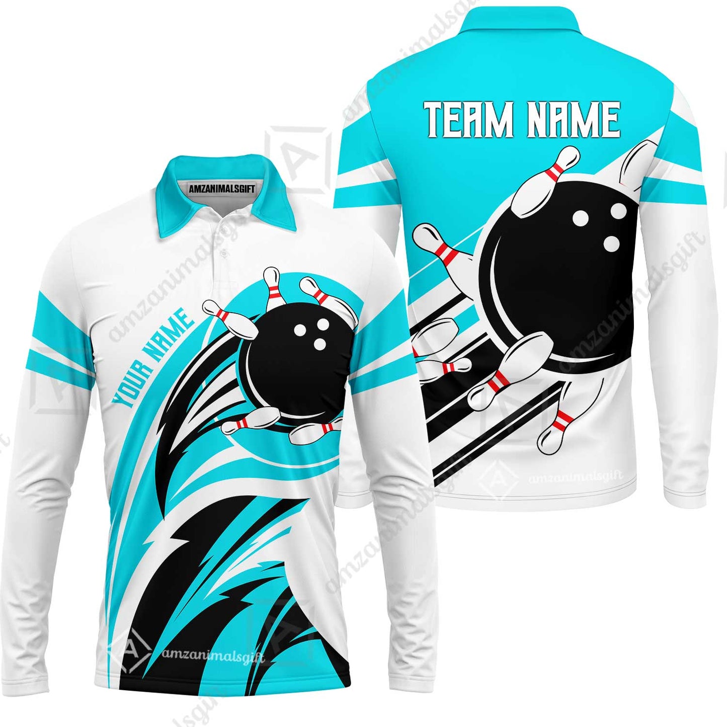 Custom Bowling Team Jersey, Bowling Player Jersey Multicolor Polo Quarter-Zip Shirts, Custom Bowling Uniforms Jerseys