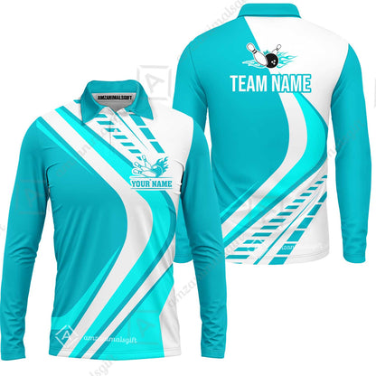 Customize Your Name, Team Name Bowling Jersey, Bowling Team Jersey Multicolor Polo Quarter-Zip Shirts, Custom Bowling Uniforms Jerseys