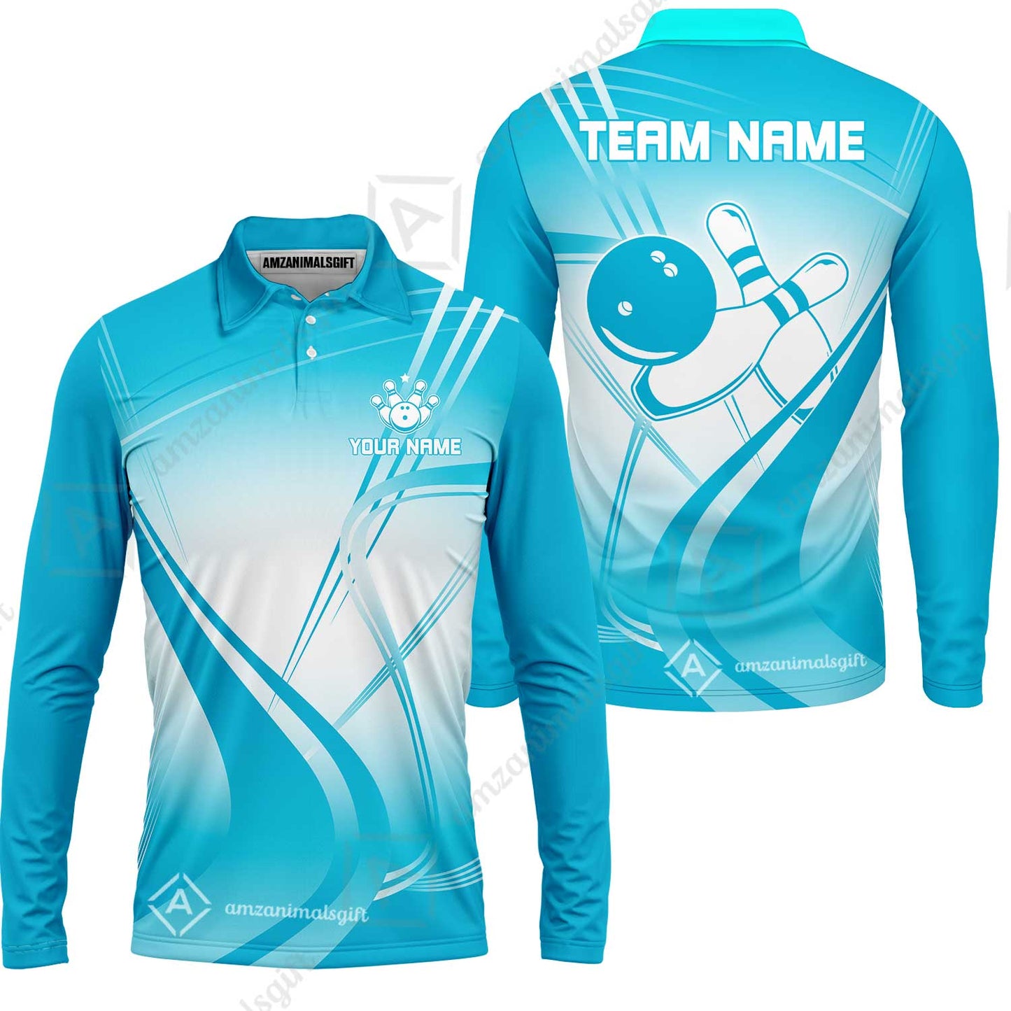 Customized Bowling Long Sleeve Polo Shirt, Custom Bowling Long Sleeve Polo Uniform, Multicolor Team Style Jersey for Bowlers