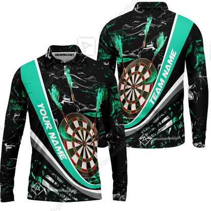 Customized Darts Long Sleeve Polo Shirt, Darts Flaming Magma Multicolor Custom Dart Long Sleeve Polo Shirt Team Jersey For Darts Player