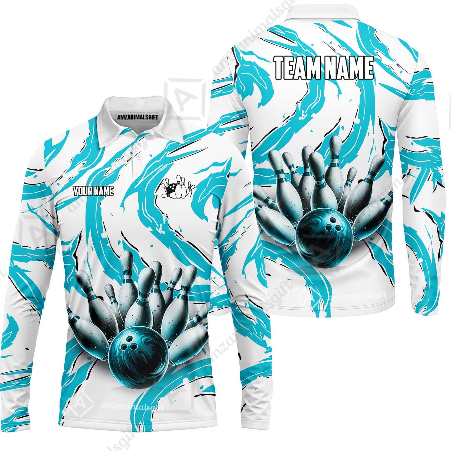 Custom Sport Bowling Team Jersey, Sport Bowling Jersey Multicolor Polo Quarter-Zip Shirts, Bowling Uniforms Jerseys, Custom Name And Team Name