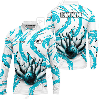 Custom Sport Bowling Team Jersey, Sport Bowling Jersey Multicolor Polo Quarter-Zip Shirts, Bowling Uniforms Jerseys, Custom Name And Team Name