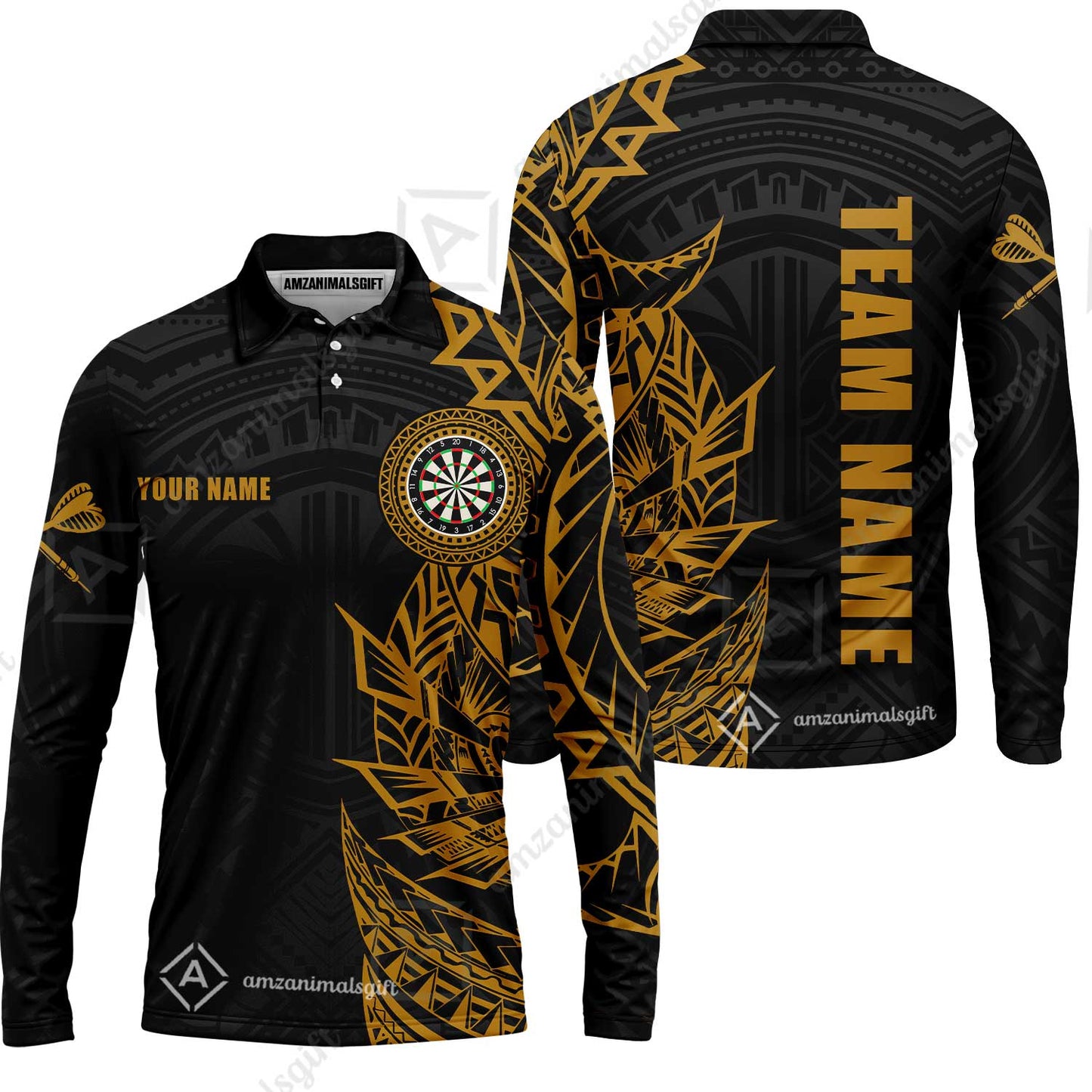 Custom Tribal Darts Team Men Polo Shirts, Darts uniforms Tribal Darts Personalized Name And Team Name