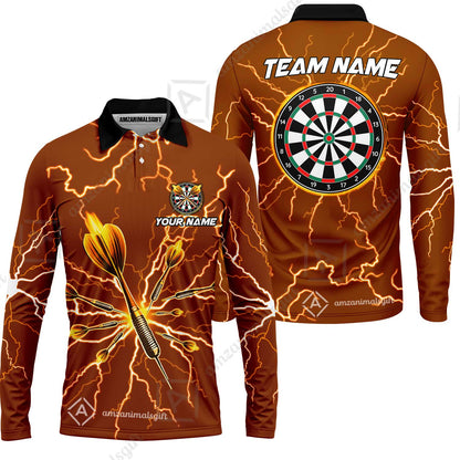 Custom Thunder Lightning Darts Quarter Men Polo Team Shirts,  Custom Darts Team Jerseys Uniform, Personalized Name And Team Name