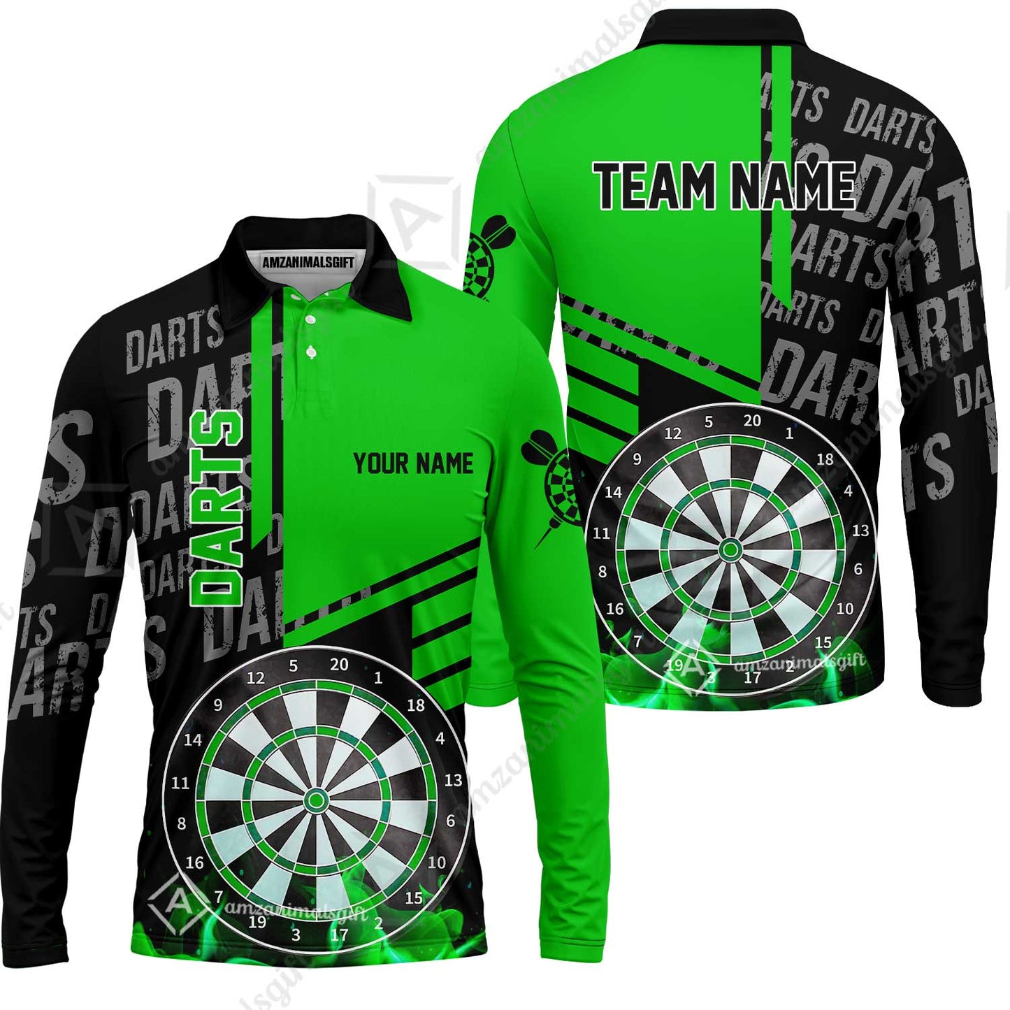 Custom Turquoise Fire Darts Unisex Polo, Custom Darts League Team Jersey Polo , Custom Darts Team Jerseys Uniform
