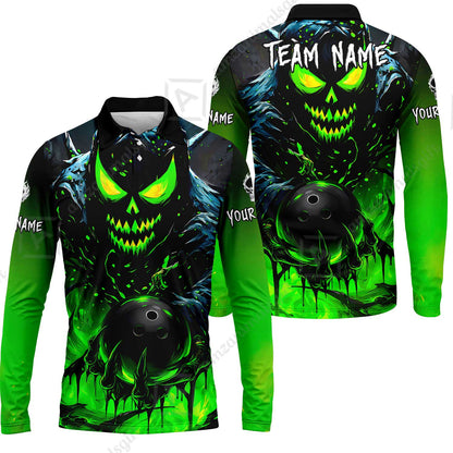 Custom Bowling Jersey Polo Shirt, Hellfire Strike, Custom Bowling Jersey Team Shirt For Players With Name & Team Name