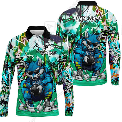 Custom Streetwear Wolf Bowling Jersey Polo Shirt, Custom Streetwear Wolf Bowling Jersey Team Shirt For Players With Name & Team Name