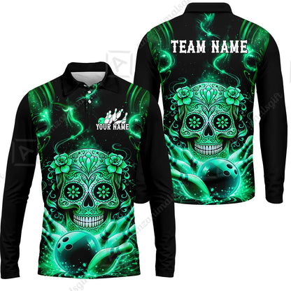 Customized Darts Team Jersey, Sugar Skull Bowler, Personalized Polo Shirt For Players With Name & Team Name