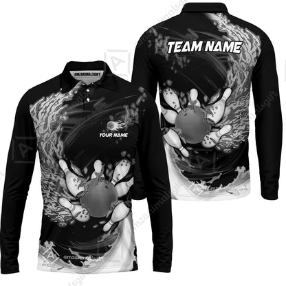 Personalized Bowling Jersey Breath Of Flaming Bowling Ball And Pins Multicolor Option Custom Name And Team Name For Bowlers