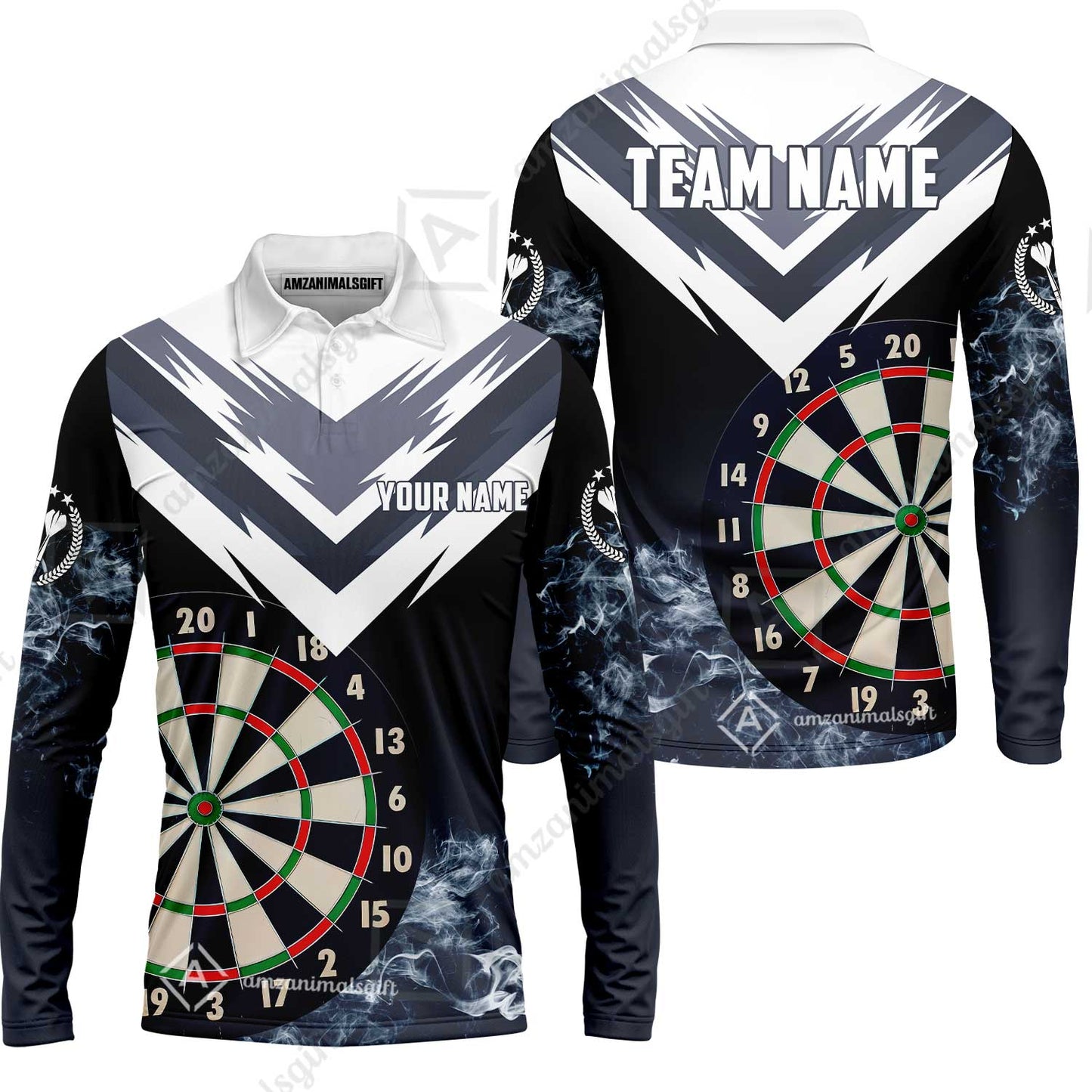 Custom Smoke Multi-Color Darts Quarter-Zip Team Shirts, Customized Name Team Name Darts Team Jerseys Uniform
