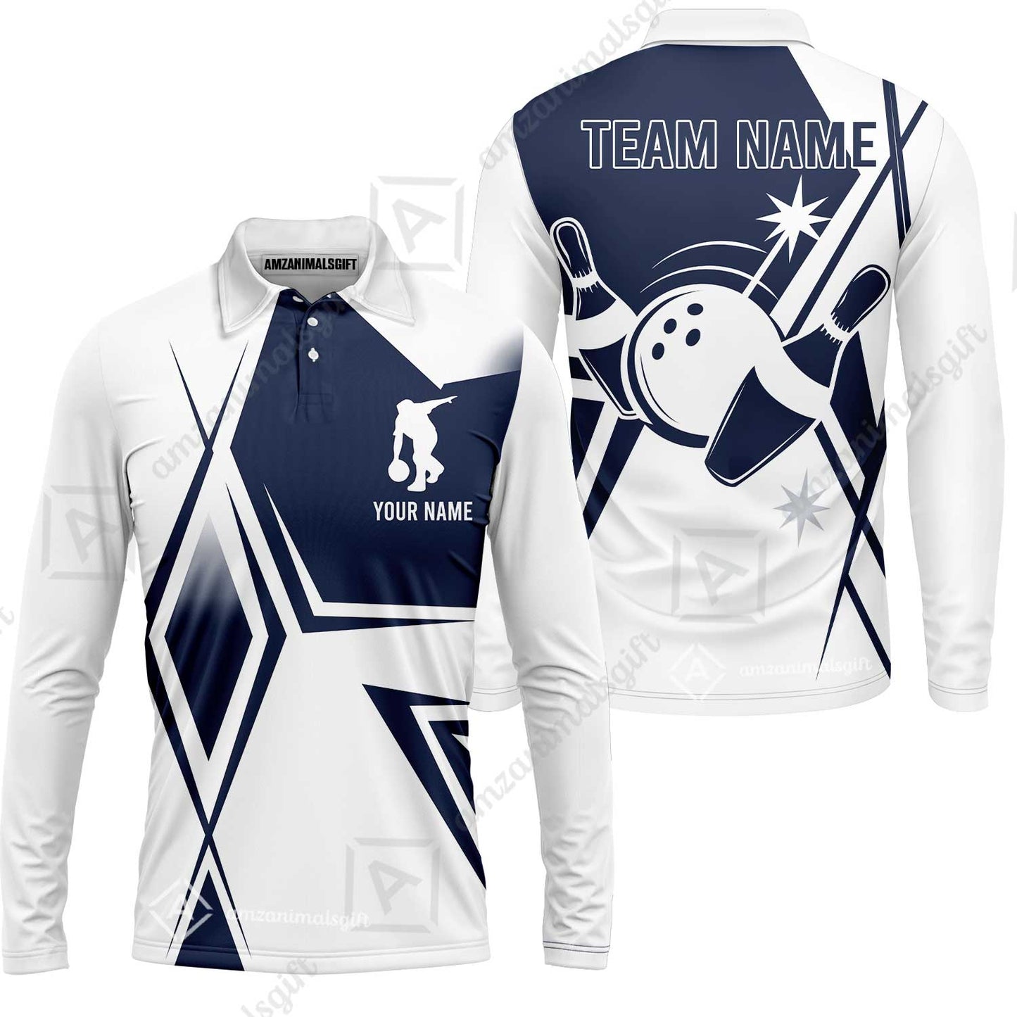 Custom Bowling Team Jersey, Bowling Player Jersey Multicolor Polo Quarter-Zip Shirts, Custom Bowling Uniforms Jerseys, Custom Name And Team Name