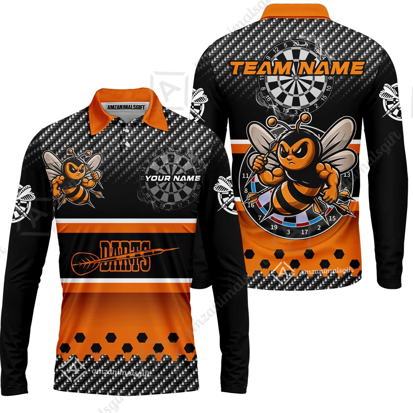 Custom Funny Bee Darts Unisex Polo Team Shirts, Custom Team League Darts Jersey Polo , Custom Darts Team Jerseys Uniform