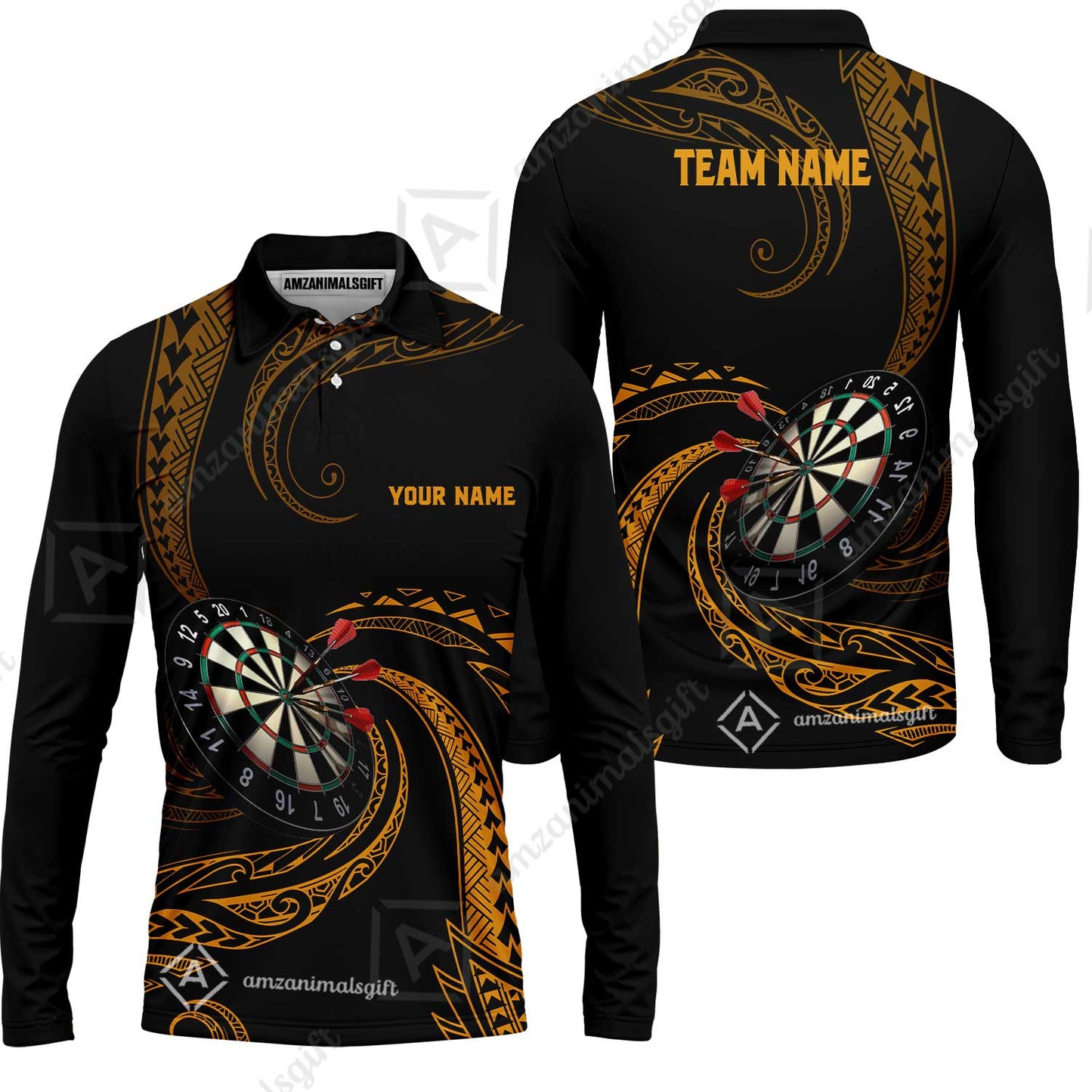 Custom Roll Tribal Darts Team Men Polo Shirts, Darts uniforms Roll Tribal Darts Personalized Name And Team Name