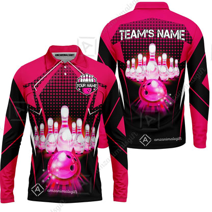 Custom Bowling Team Jerseys Polo Shirts, Bowling uniforms Ball & Pins Multicolor Jersey For Tournament Team Men Women Bowlers