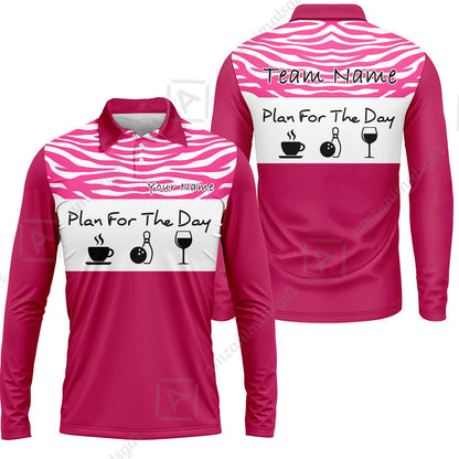 Custom Bowling Jersey Polo Shirt, Pink Zebra Pattern Bowling, Custom Bowling Jersey Team Shirt For Players With Name & Team Name