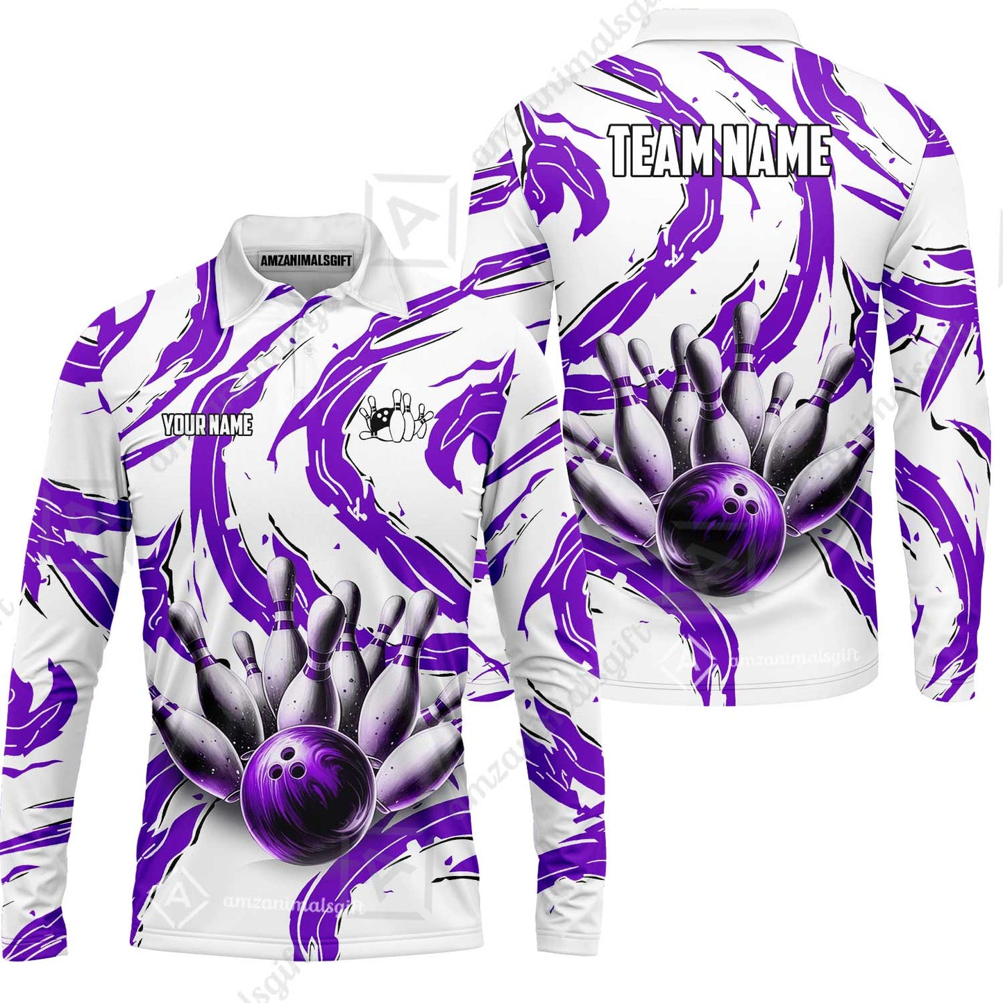 Custom Sport Bowling Team Jersey, Sport Bowling Jersey Multicolor Polo Quarter-Zip Shirts, Bowling Uniforms Jerseys, Custom Name And Team Name